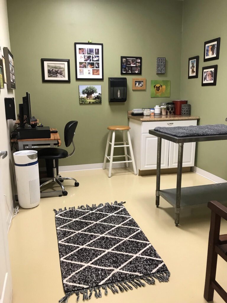 Exam room with table and supplies